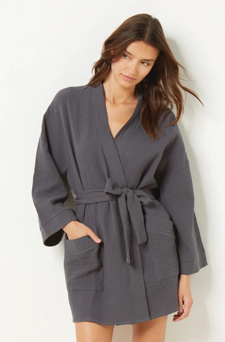 חלוק בית כותנה vicka אפור