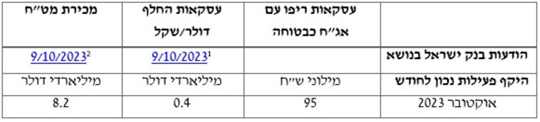היקף הפעילות באוקטובר 2023 על פי בנק ישראל (צילום: ללא)