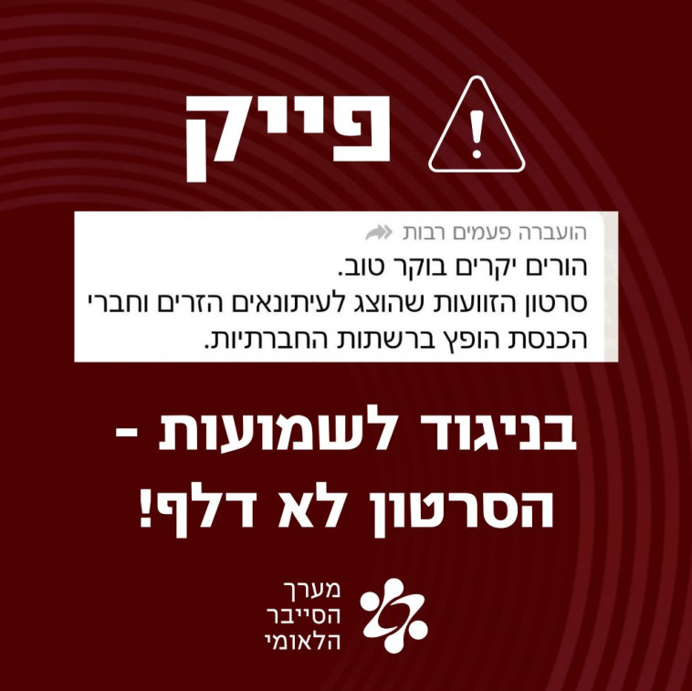 במערך הסייבר הלאומי מדגישים שהסרטון לא דלף (צילום: מערך הסייבר הלאומי)