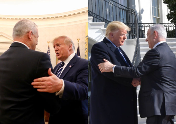 טראמפ עם נתניהו וגנץ. צילום: קובי גדעון, לע
