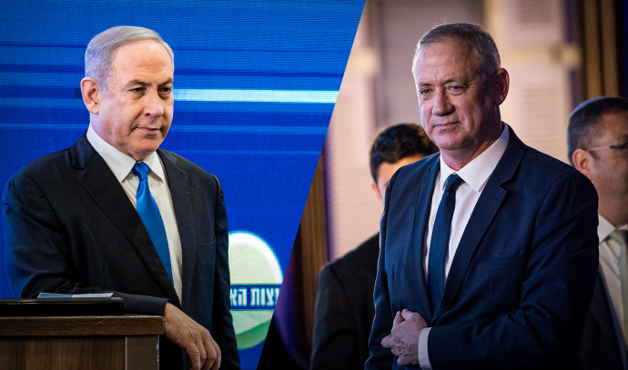 בני גנץ, בנימין נתניהו. צילום: יונתן זינדל, פלאש 90