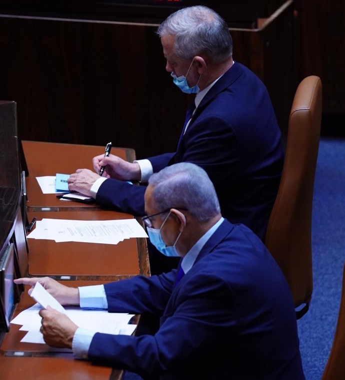 בנימין נתניהו, בני גנץ. צילום: דוברות הכנסת